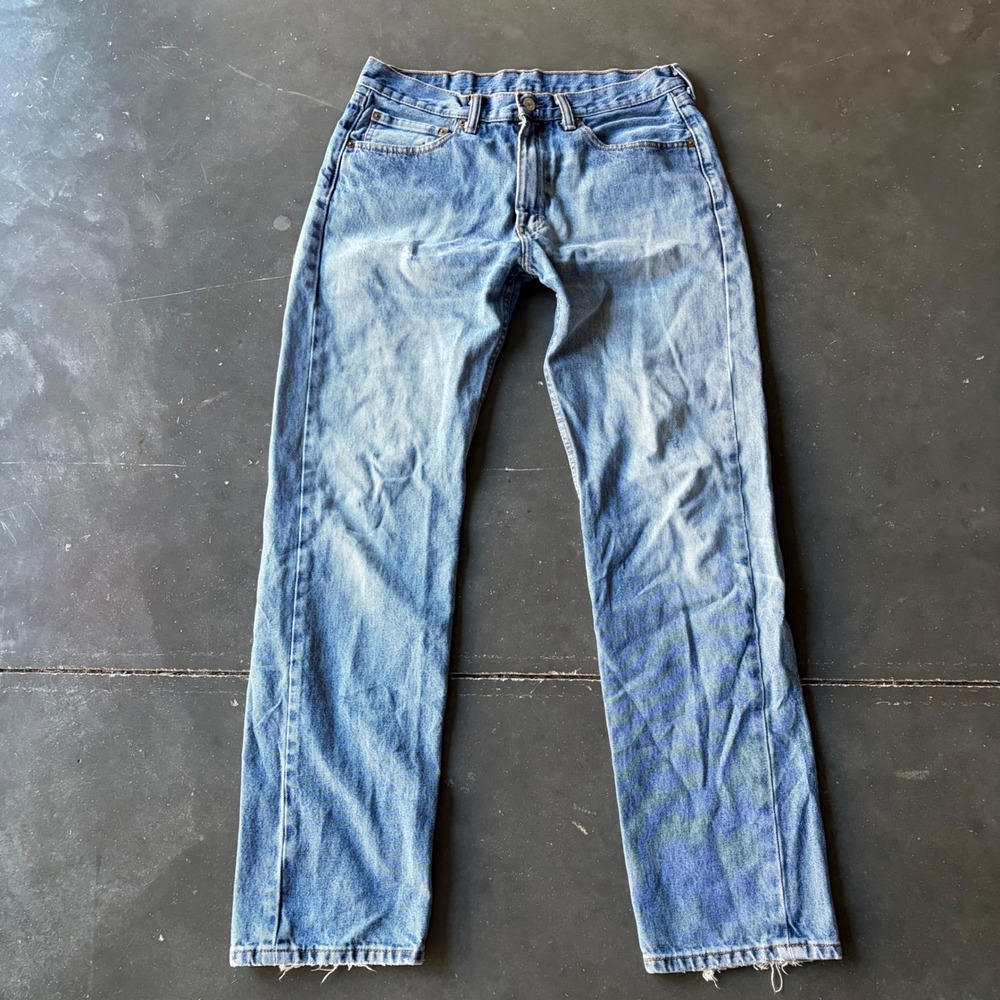 Levis 505 Regular Fit Straight Leg Blue Denim Jeans Mens 34x32